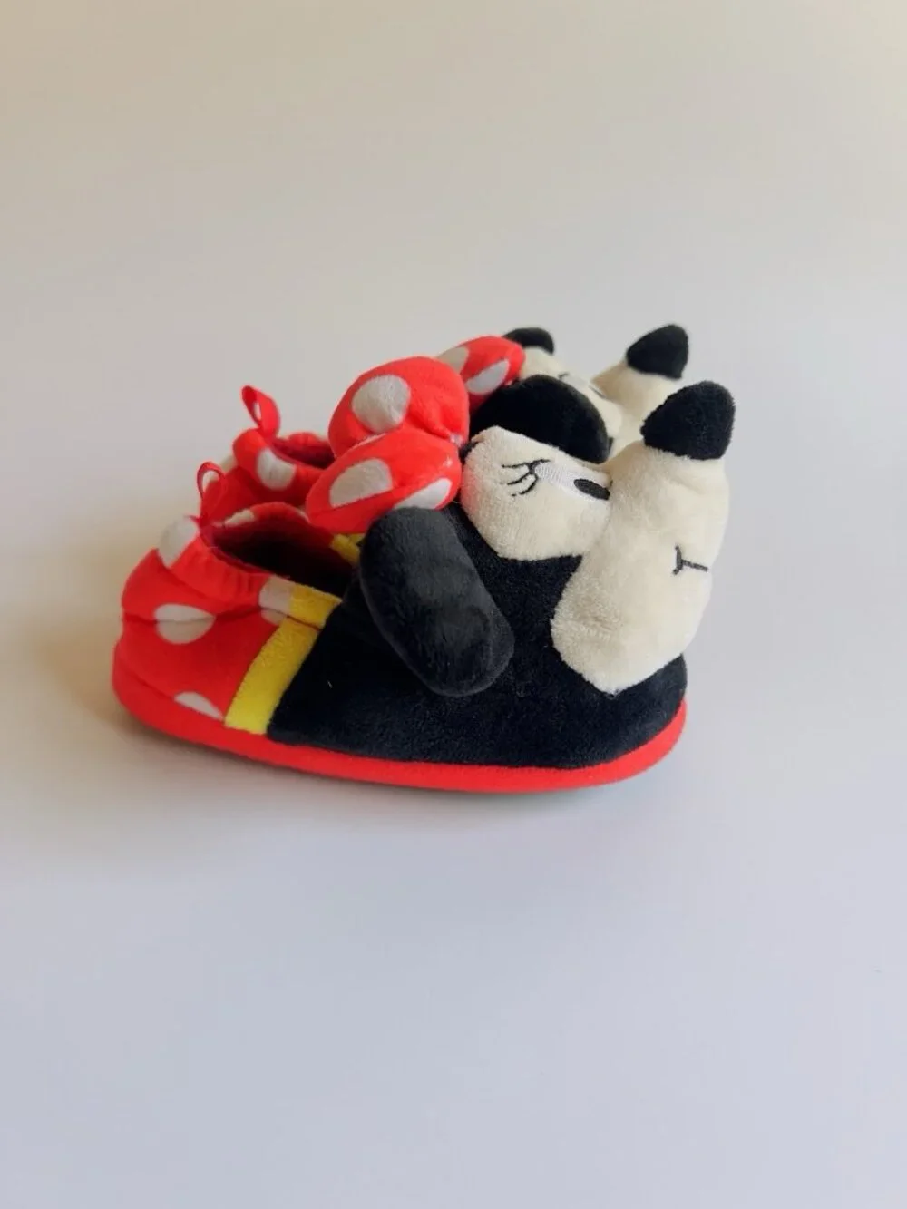 Disney Minnie Mouse Plush Slippers Red Polka Dot Toddler Size 7/8